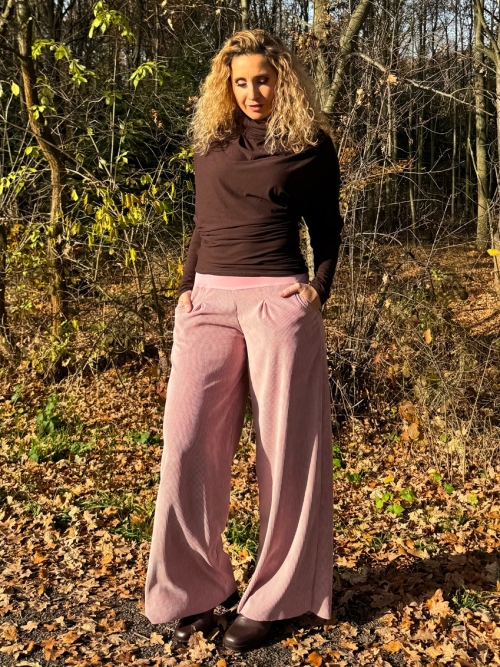 Manžestrové kalhoty růžové