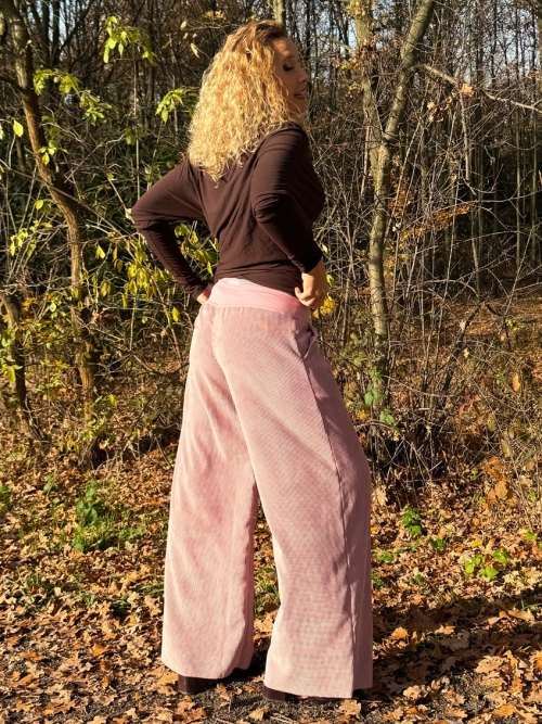 Manžestrové kalhoty růžové