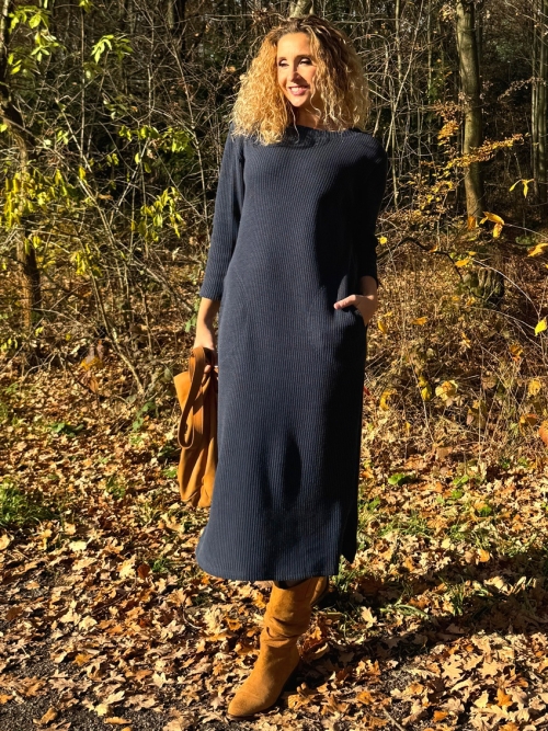 Svetrové šaty tmavě modré