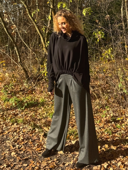 Kalhoty tmavé černošedé