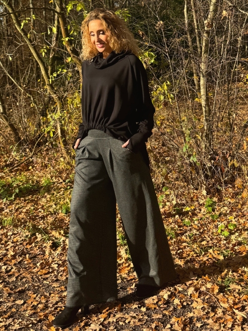 Kalhoty tmavé černošedé