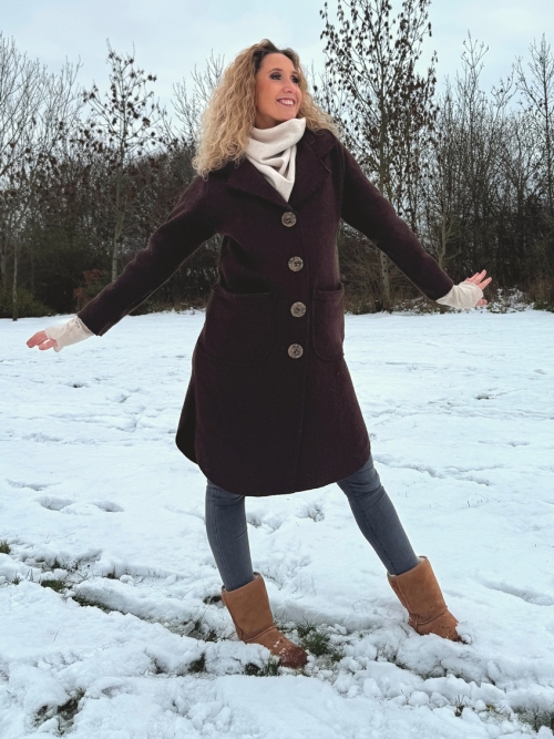 Kabát pařená vlna tmavě hnědý