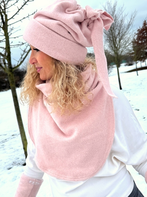 Fleesový rolákový nákrčník růžový