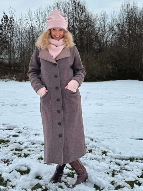 Zimní kabát pařená vlna tmavší hnědá zateplený