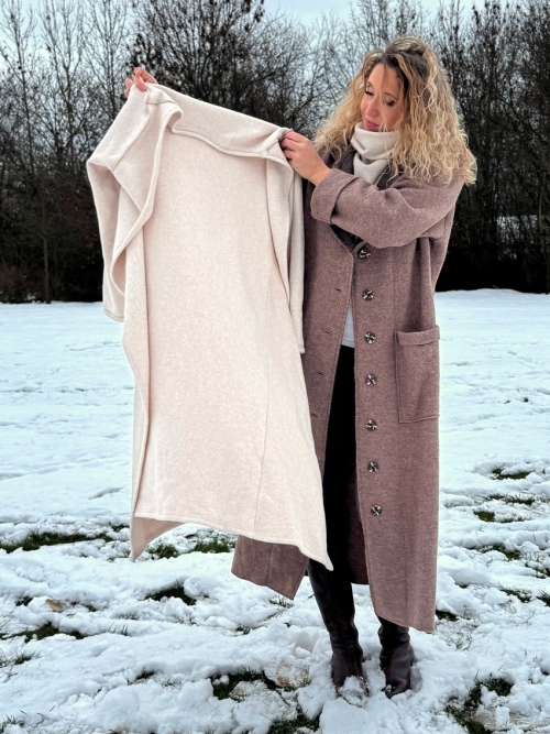 Zimní kabát pařená vlna světle hnědý zateplený