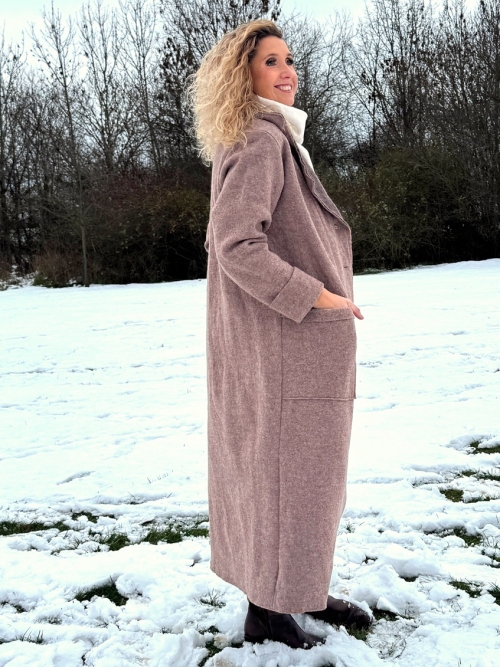 Zimní kabát pařená vlna světle hnědý zateplený