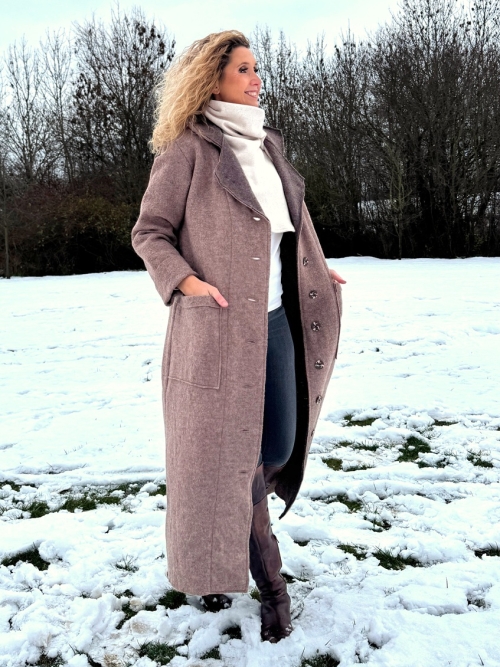 Zimní kabát pařená vlna světle hnědý zateplený