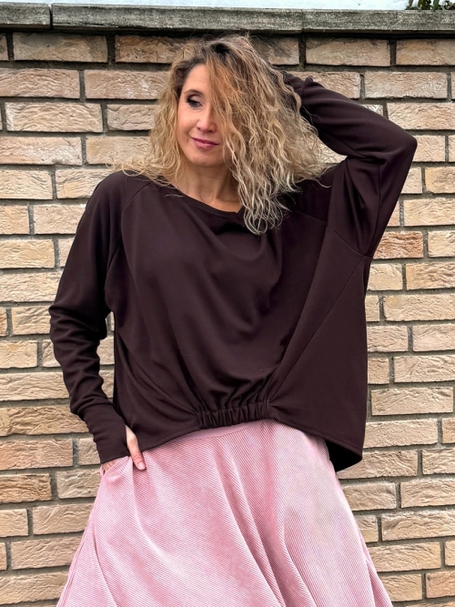 Volná tunika s gumou hnědá