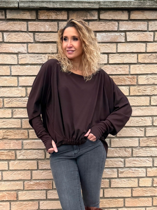 Volná tunika s gumou hnědá