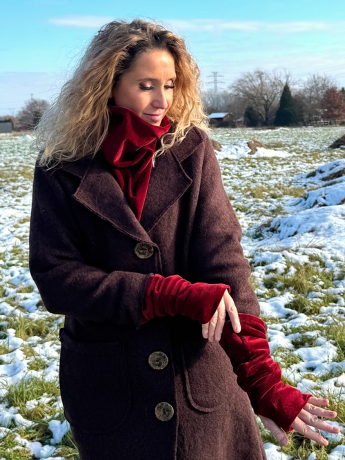 Nátepníky vínový samet