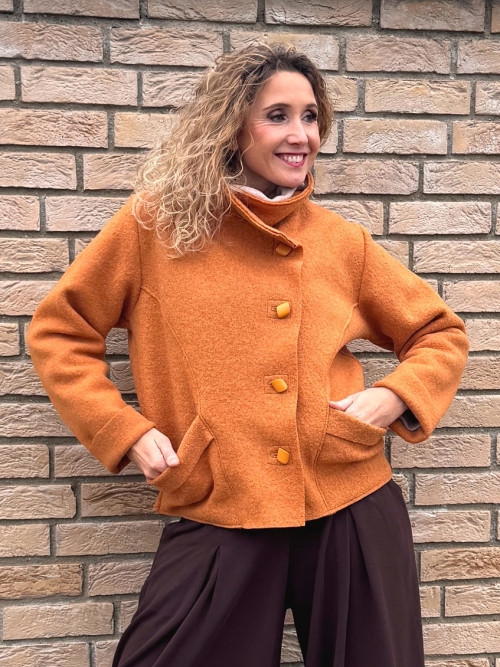 Volné sako z pařené vlny medové