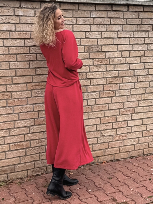 Kalhotová sukně maxi tmavě červená