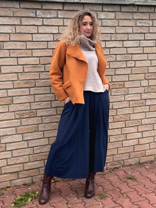 Kalhotová sukně maxi tmavě modrá