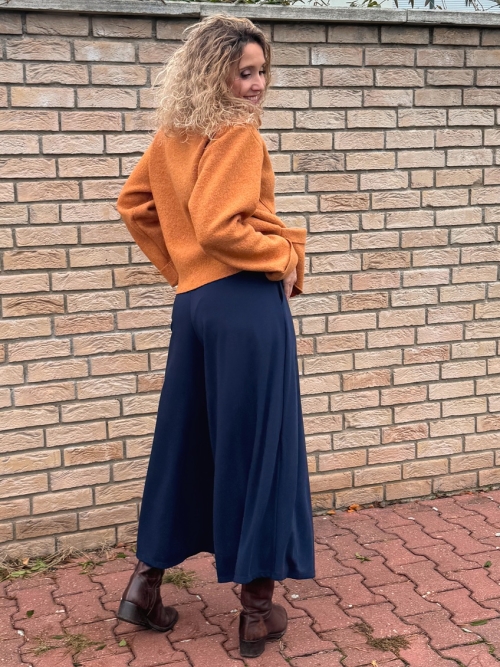 Kalhotová sukně maxi tmavě modrá