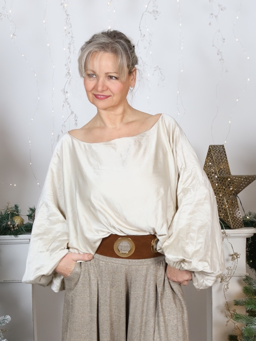 Volná tunika smetanový satén