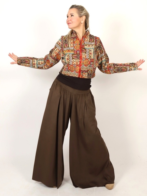 Kalhotová sukně semišová hnědá