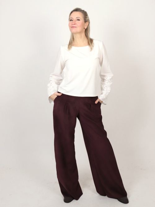 Manžestrové kalhoty tmavě fialové