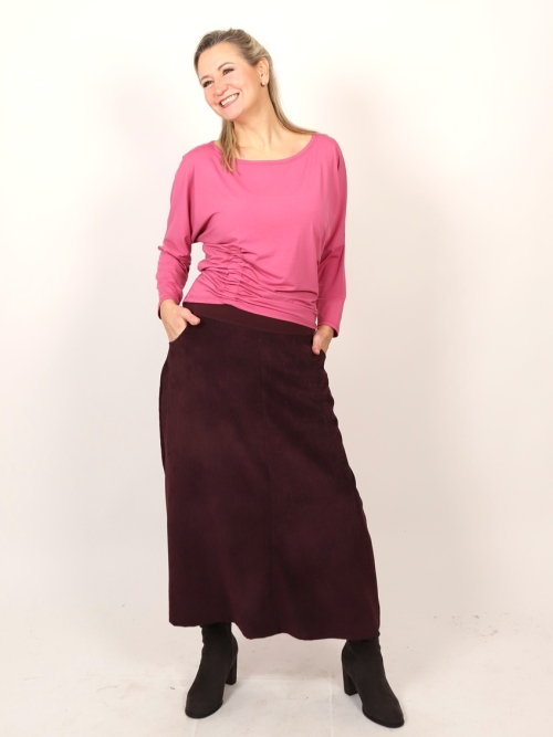 Manžestrová áčková sukně lilková