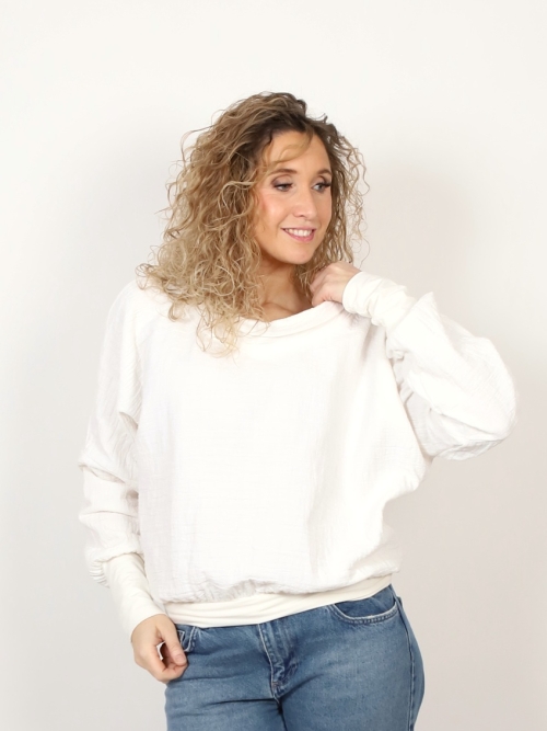 Volná tunika se stojáčkem bílá