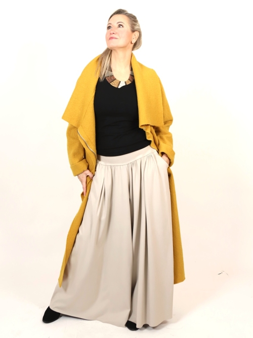 Zimní kabát pařená vlna tmavě žlutá