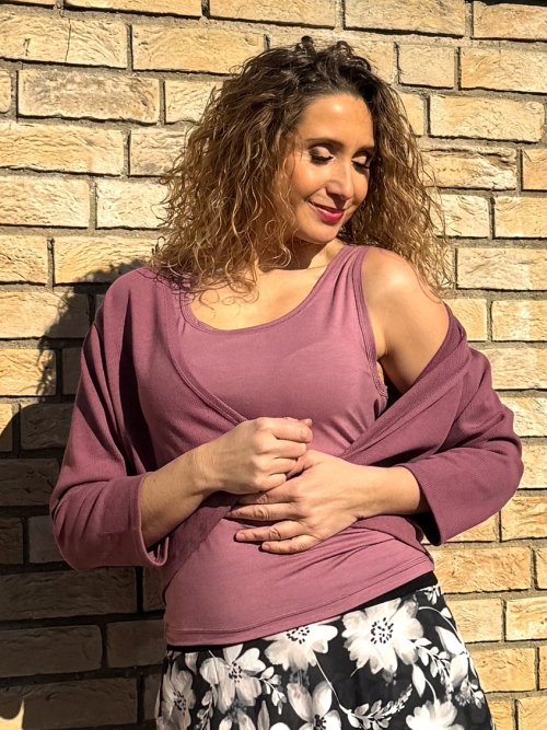 Volný twinset starorůžový