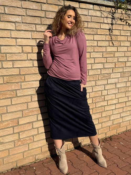 Sukně tmavě modrý semiš