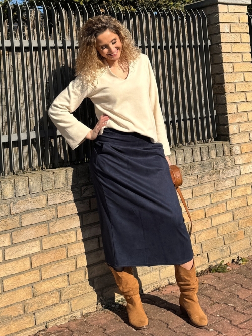 Sukně tmavě modrý semiš