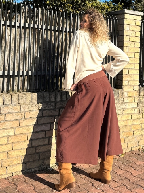 Kalhotová sukně maxi měděná