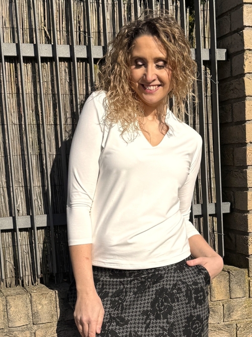 Tričko zdvojené s malým stojáčkem smetanové