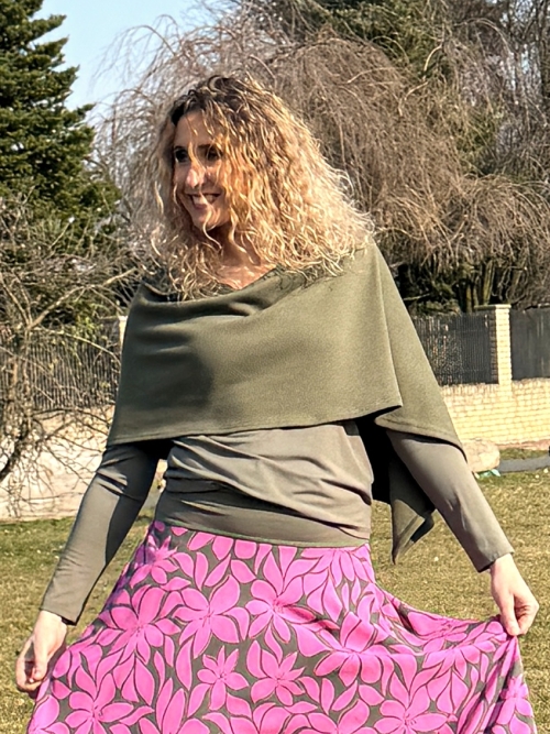 Pončo bavlněné- khaki