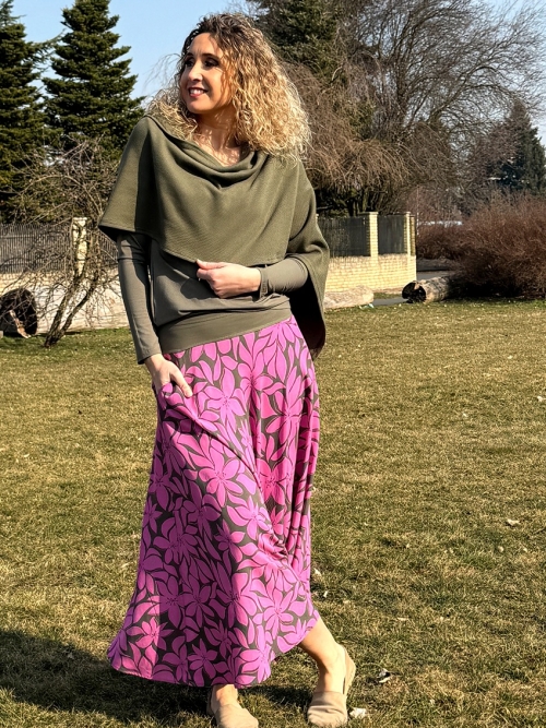 Polokolová sukně-růžovo khaki