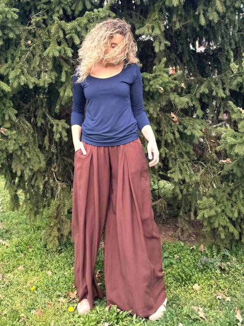 Kalhotová sukně palisandr