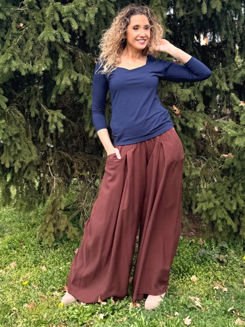 Kalhotová sukně palisandr