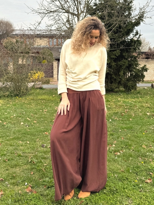 Kalhotová sukně palisandr