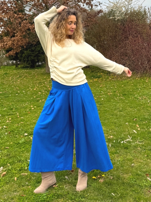 Kalhotová sukně maxi královská modrá