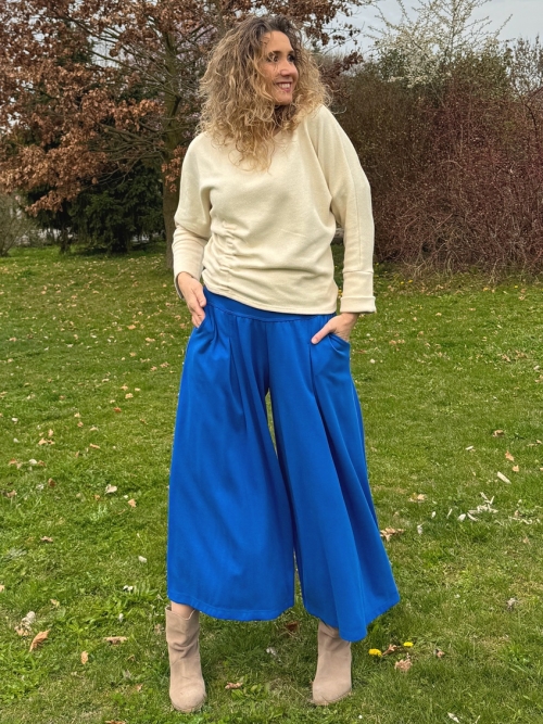 Kalhotová sukně maxi královská modrá