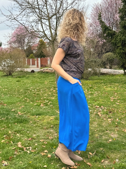 Kalhotová sukně maxi královská modrá