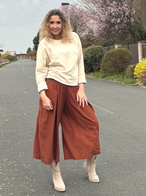 Kalhotová sukně maxi sienna