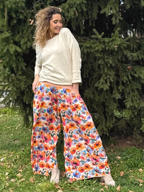 Kalhotová sukně dlouhá jarní květ