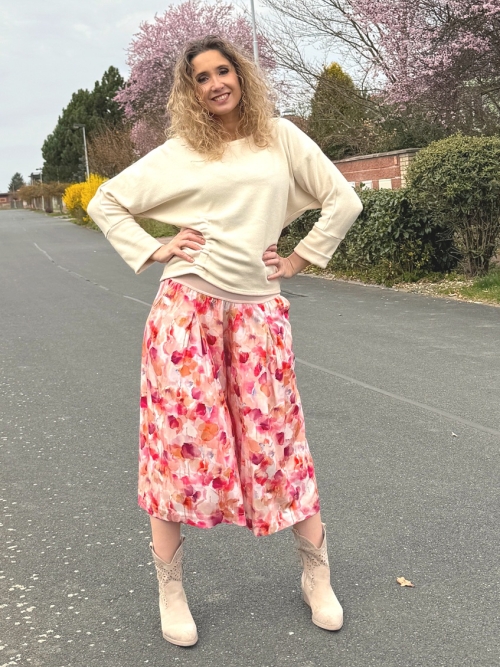 Kalhotová sukně maxi růžové barvy