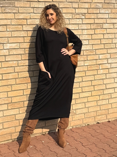 Balonové šaty s kapsami - dlouhé