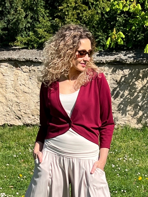 Kardigan krátký vínový