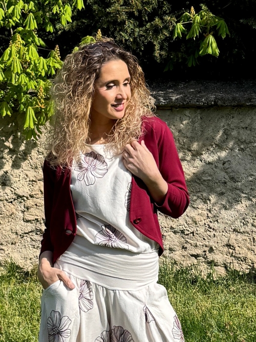 Kardigan krátký vínový