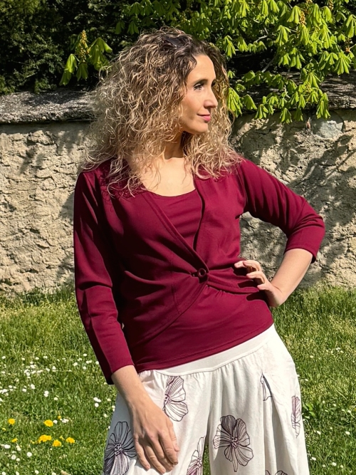 Kardigan krátký vínový