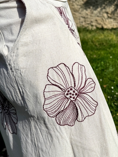 Kalhotová sukně maxi smetanová s květy