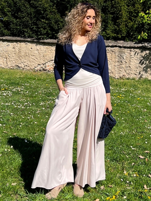 Kalhotová sukně pudrová