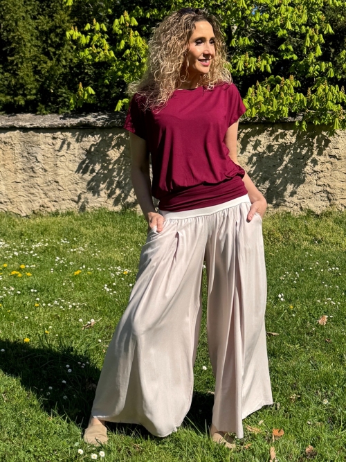 Kalhotová sukně pudrová