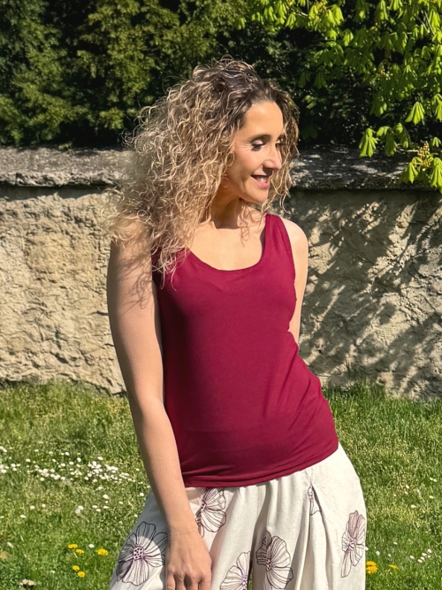 Tričko bez rukávů vínové