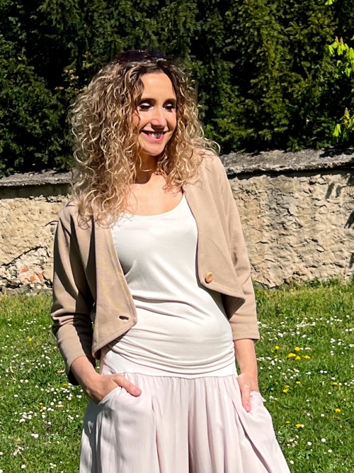 Kardigan krátký béžový pasový