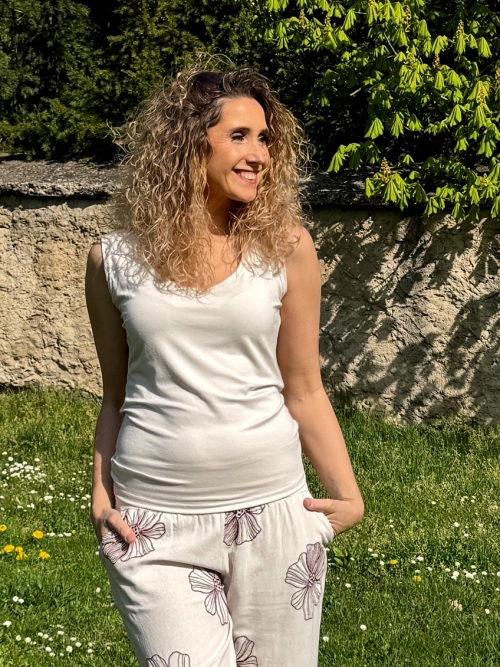 Tričko bez rukávů smetanová